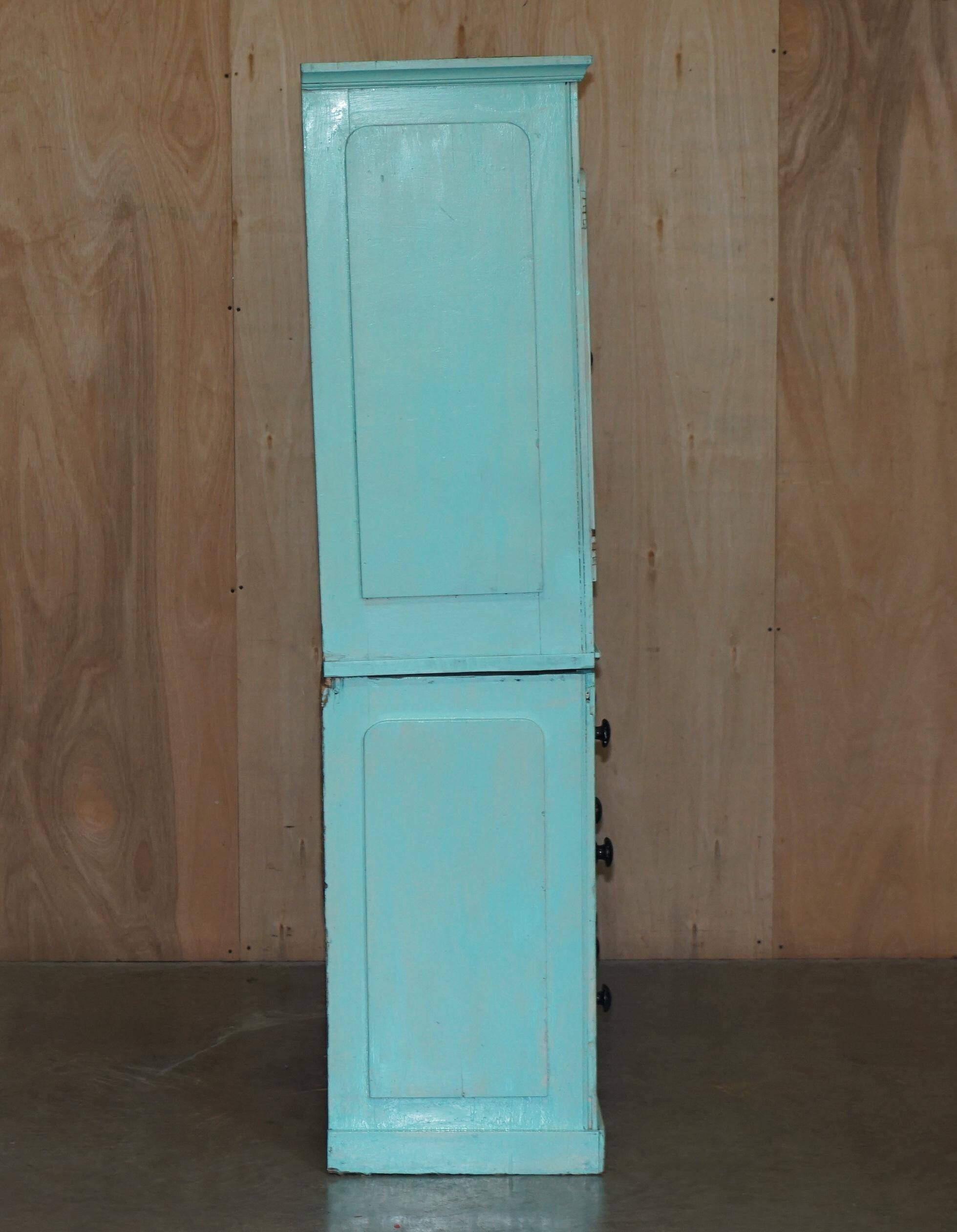 Painted pine linen cupboard or Victorian pantry circa 1860