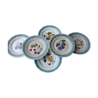 Lot de 6 assiettes barbotine