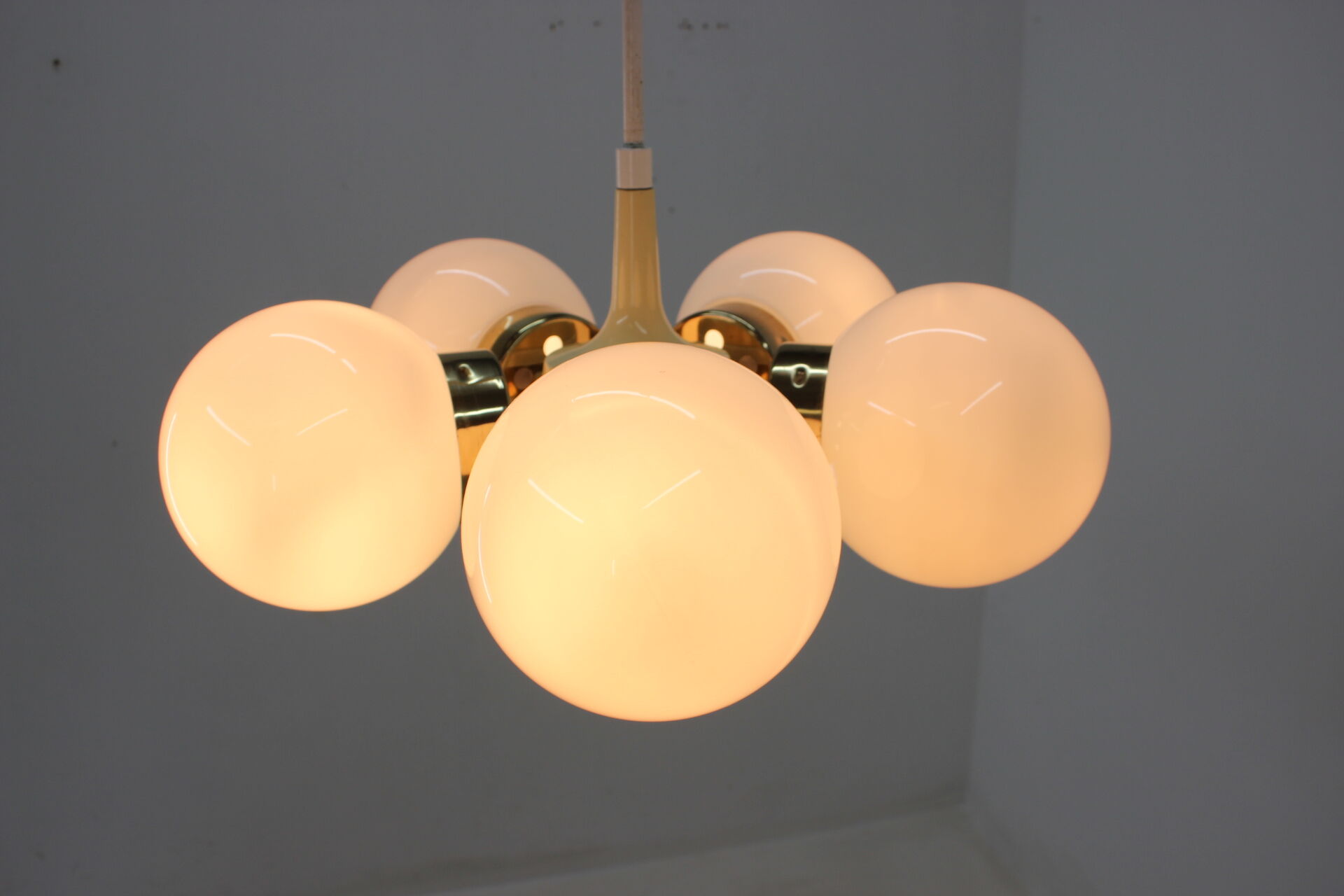 Space age chandelier sputnik by elektroinstala decin, 1970s