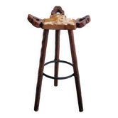Tabouret de bar vintage brutaliste espagnol 1970