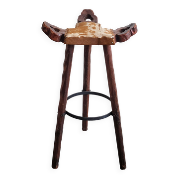 Tabouret de bar vintage brutaliste espagnol 1970