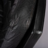 Mid-century black leather swivel chair by Lystager, 1960s