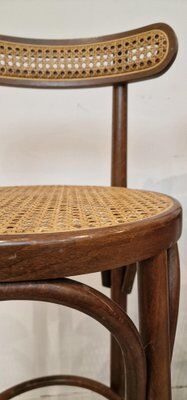 Set of 4 wooden French bar stools, 1980s
