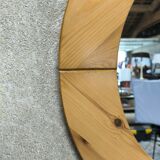 Large round vintage pine mirror