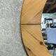 Large round vintage pine mirror