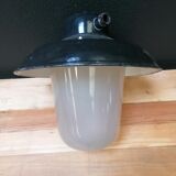 Set of 3 vintage Czech industrial pendant lights, 1950s