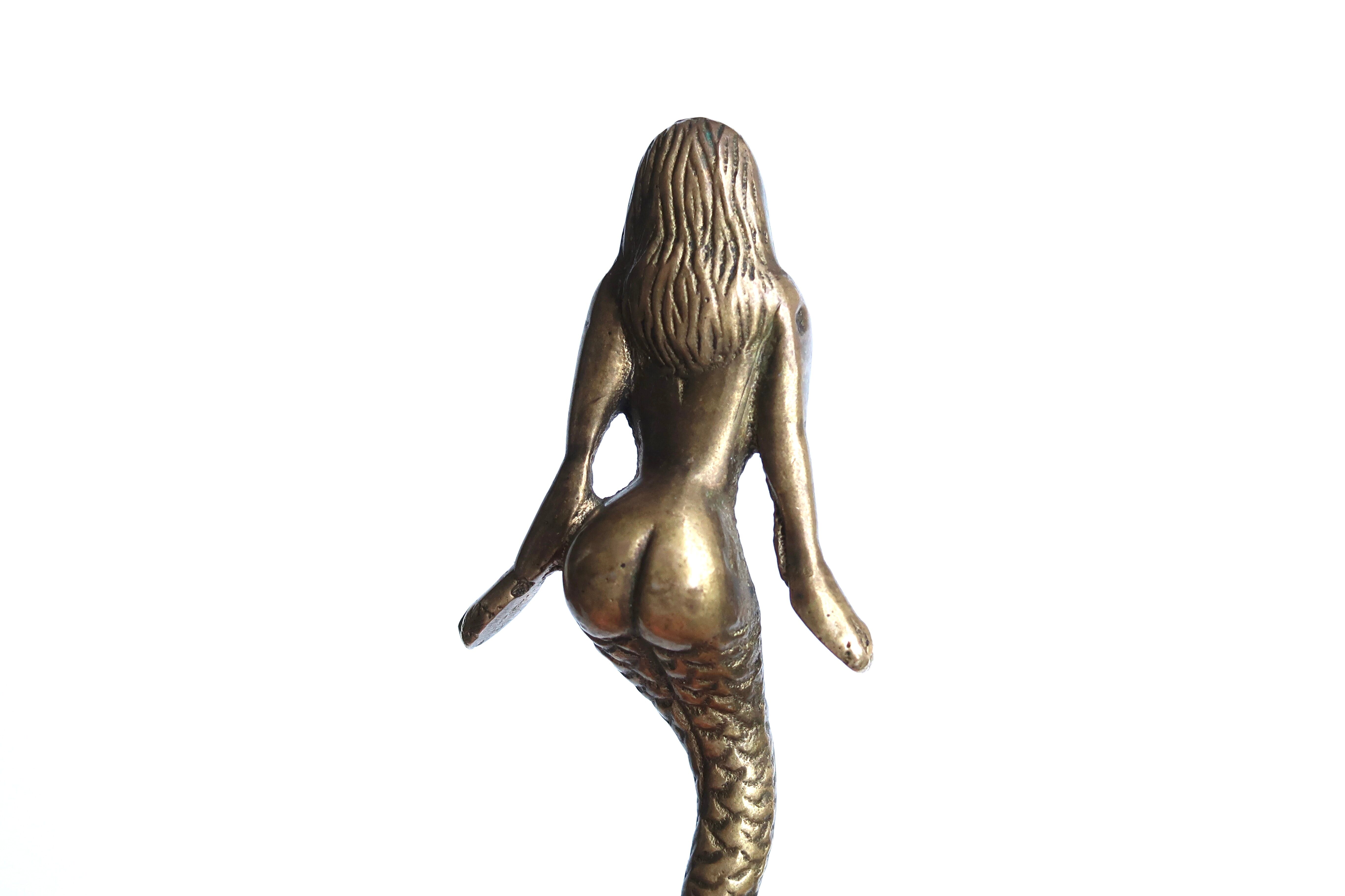 Brass mermaid bottle opener, 60s