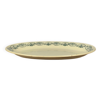 Small St Amand Ceranor dish, dark green flower pattern