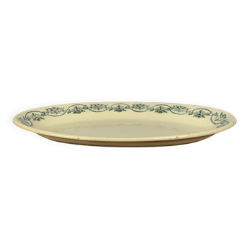Small St Amand Ceranor dish, dark green flower pattern