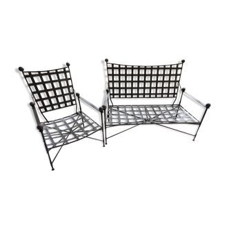 Metal sofa and armchair