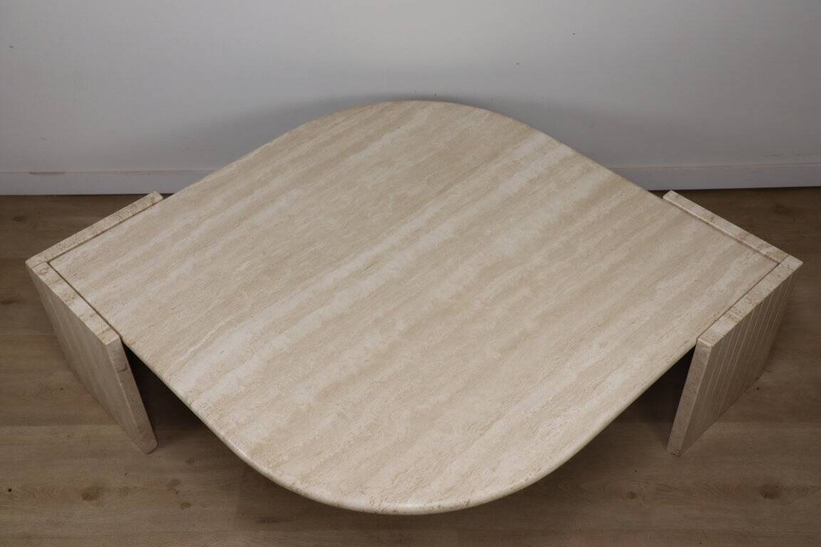 Travertine coffee table, 1980