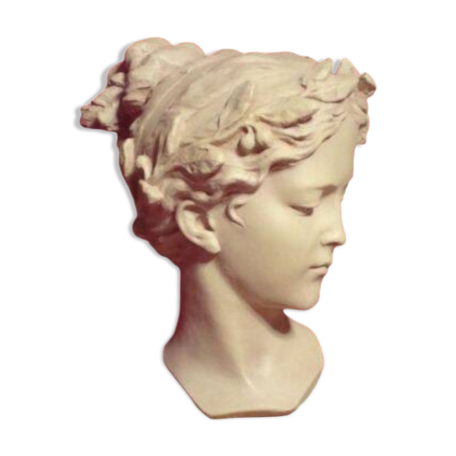 Magnificent art nouveau bust of a young woman by the sculptor, Van Vaerenbergh,