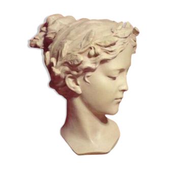 Magnificent art nouveau bust of a young woman by the sculptor, Van Vaerenbergh,