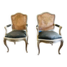 Paire de fauteuils Louis XV cannés