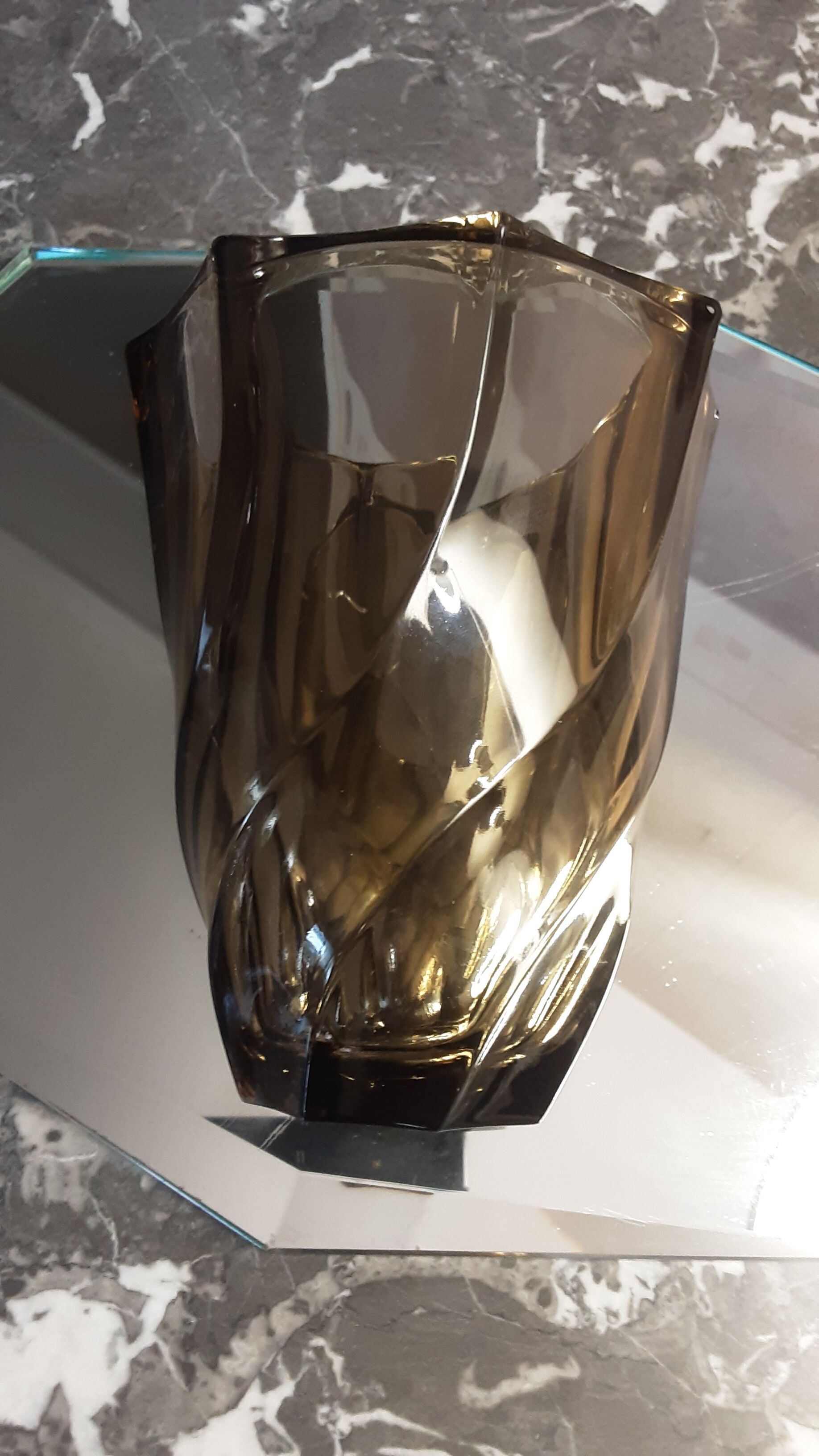 Vintage thick glass elipse vase