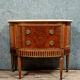 Commode sauteuse Louis XVI Demie lune en loupe d'orme et noyer vers 1900
