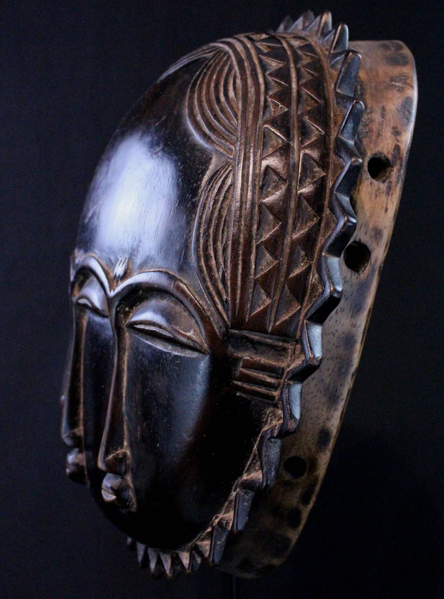 Art Africain Afrique - Masque Baoulé Soleil - 28 cm