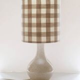 Vintage table lamp, 1950s ceramic base and beige gingham shade.
