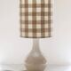Vintage table lamp, 1950s ceramic base and beige gingham shade.