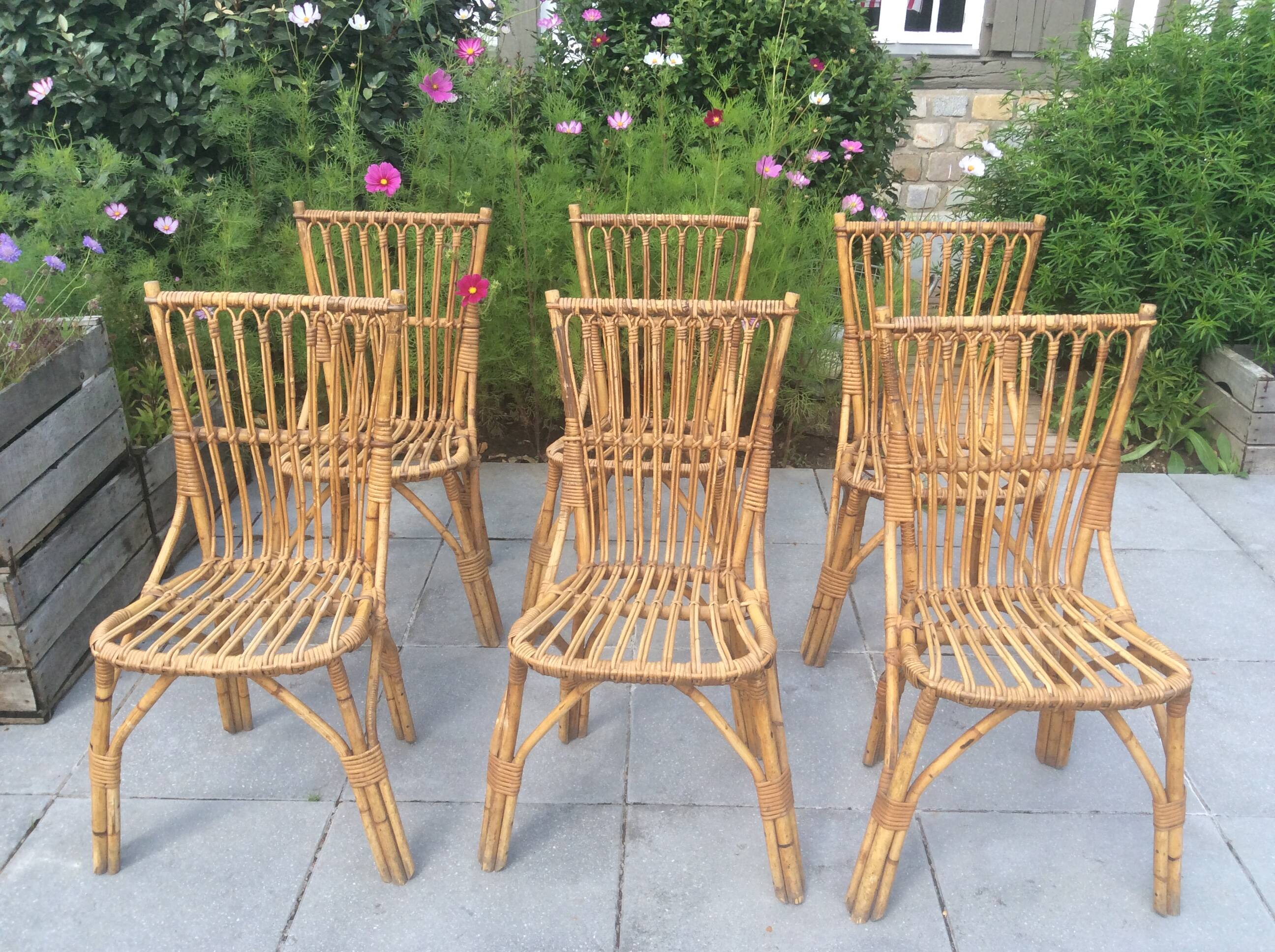 6 rattan chairs