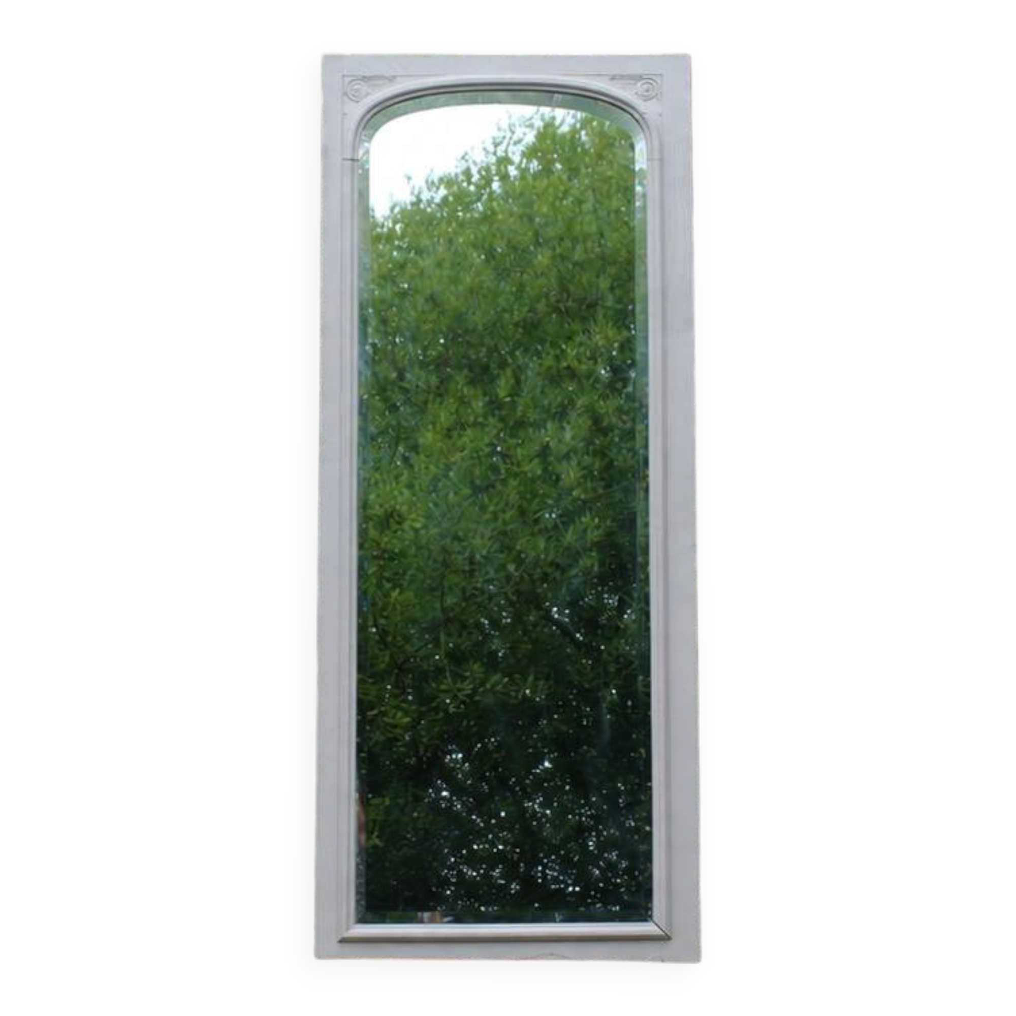Large antique Art Deco bevelled mirror from 1929 – Greige tabletop mirror