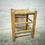 Wood & straw stool