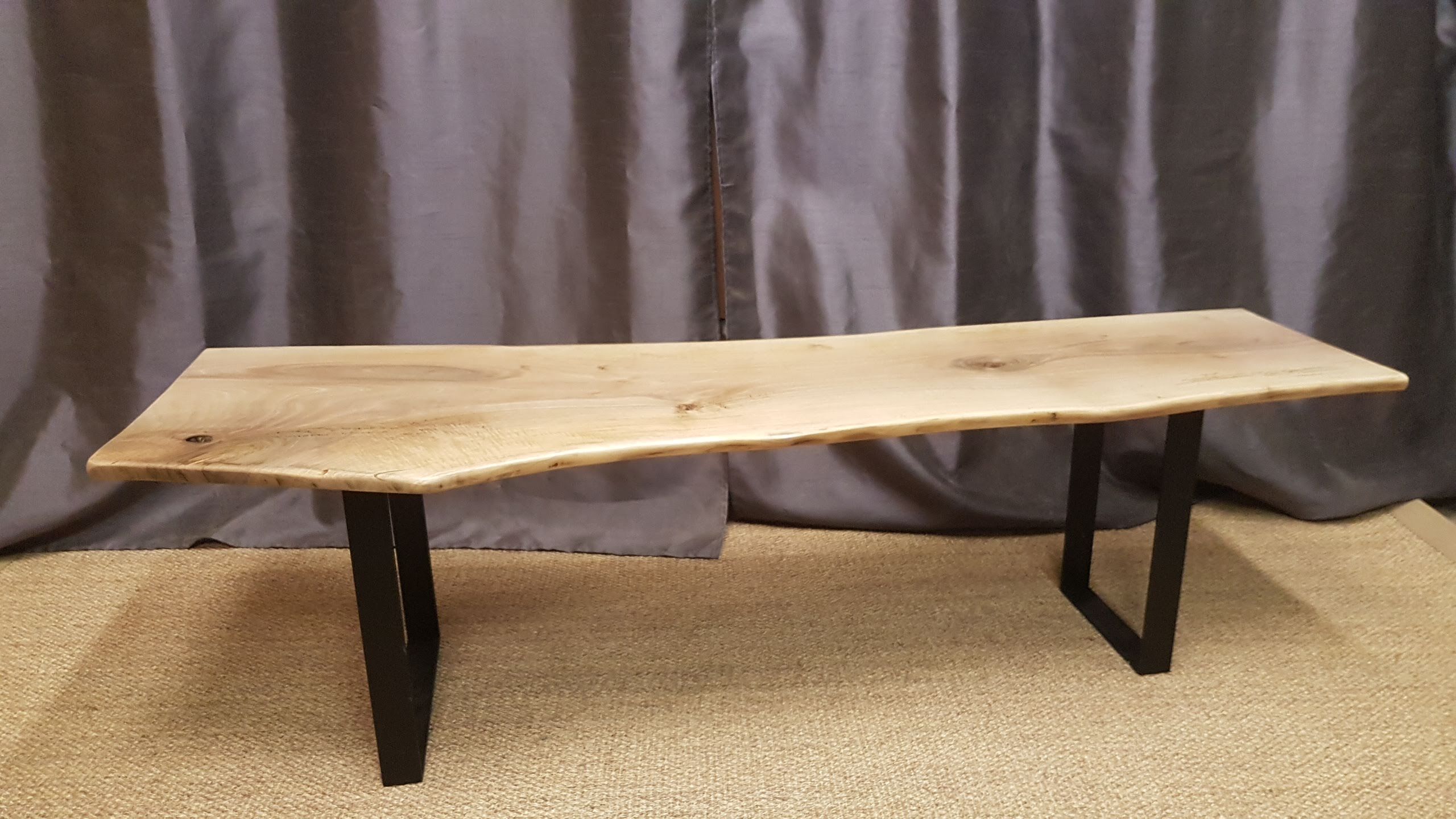 Bleached walnut coffee table square feet metal industrial style