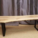 Bleached walnut coffee table square feet metal industrial style