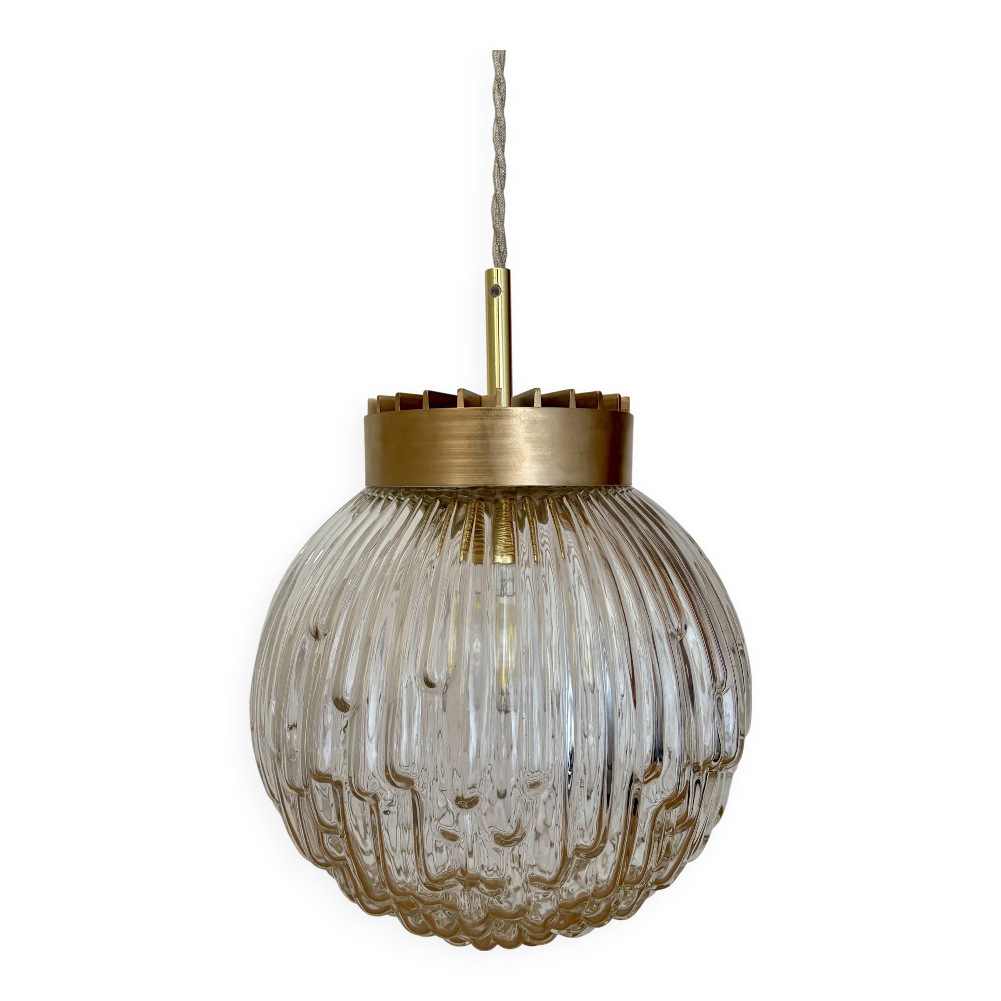 Vintage XL globe pendant light in molded glass