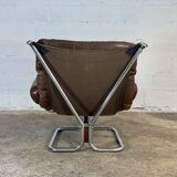 Fauteuil "Wing" en cuir, Harald RELLING, 1980s