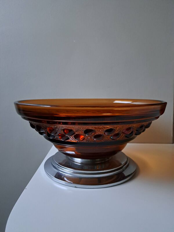 coupe à fruits en verre moulé Art Déco