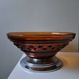 coupe à fruits en verre moulé Art Déco