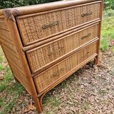 Vintage woven wicker rattan bamboo chest of drawers design 50-60-70