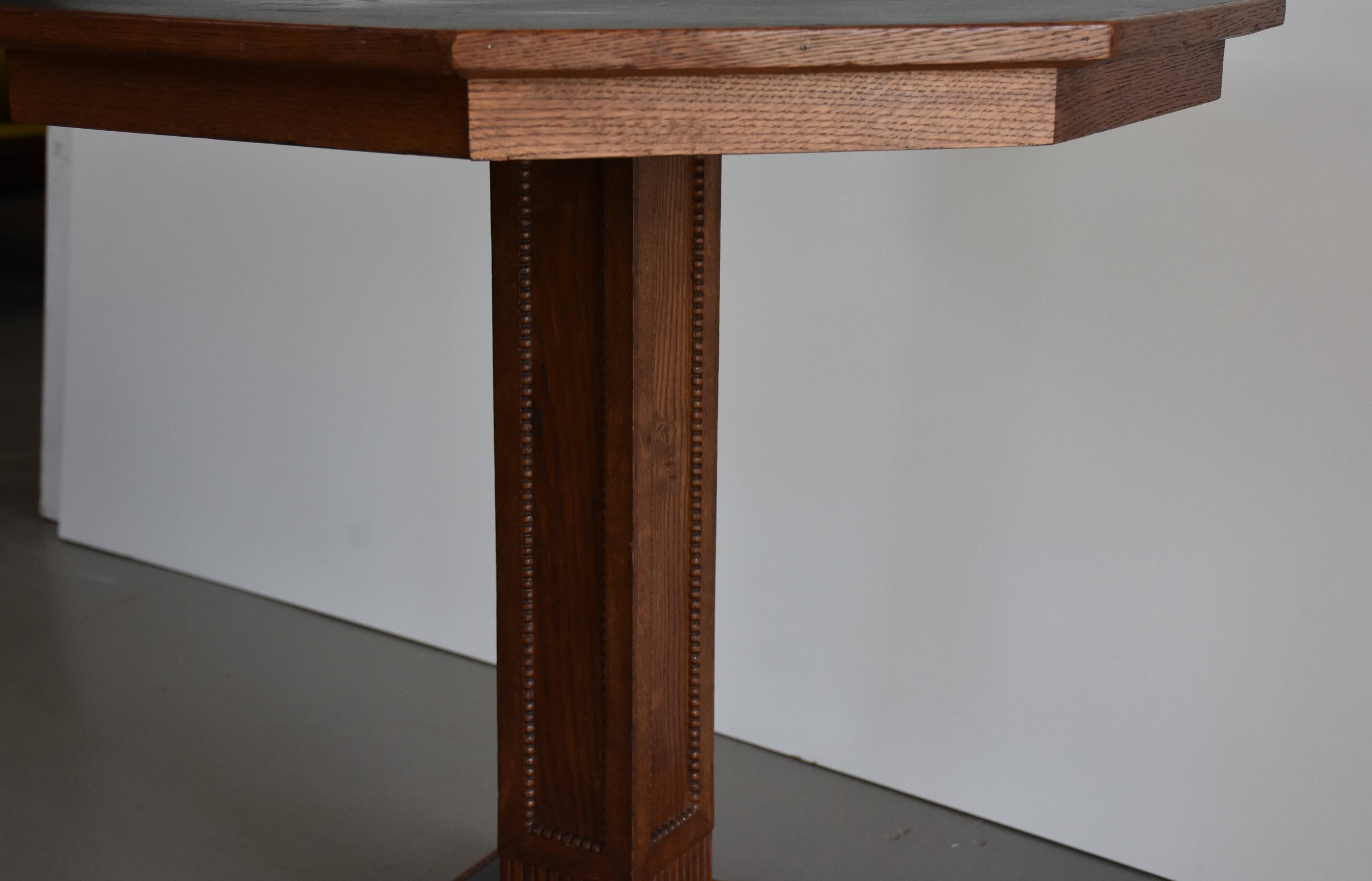 Antique octagonal oak table, 1920s