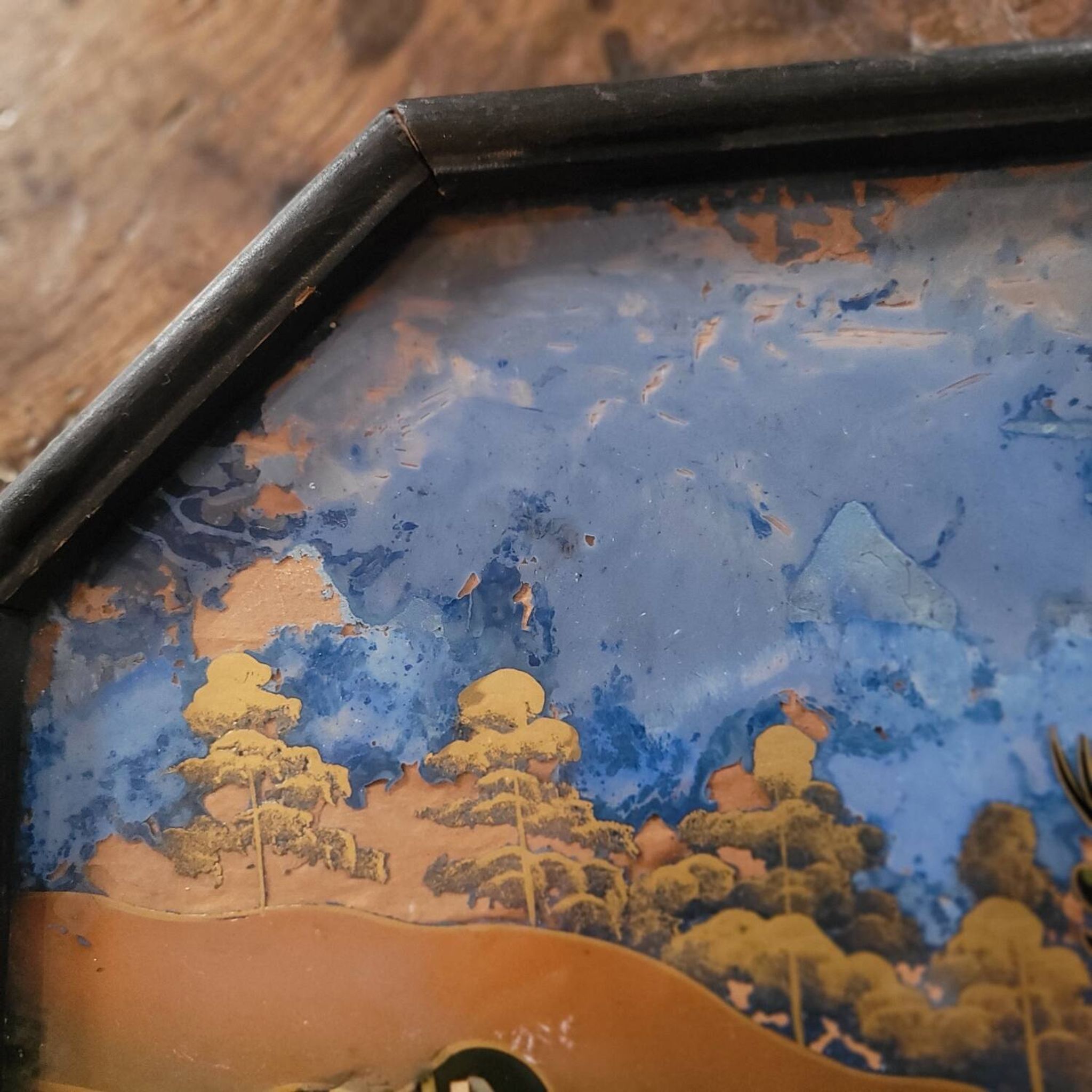 Mother-of-pearl glass-fronted tray — 1960s