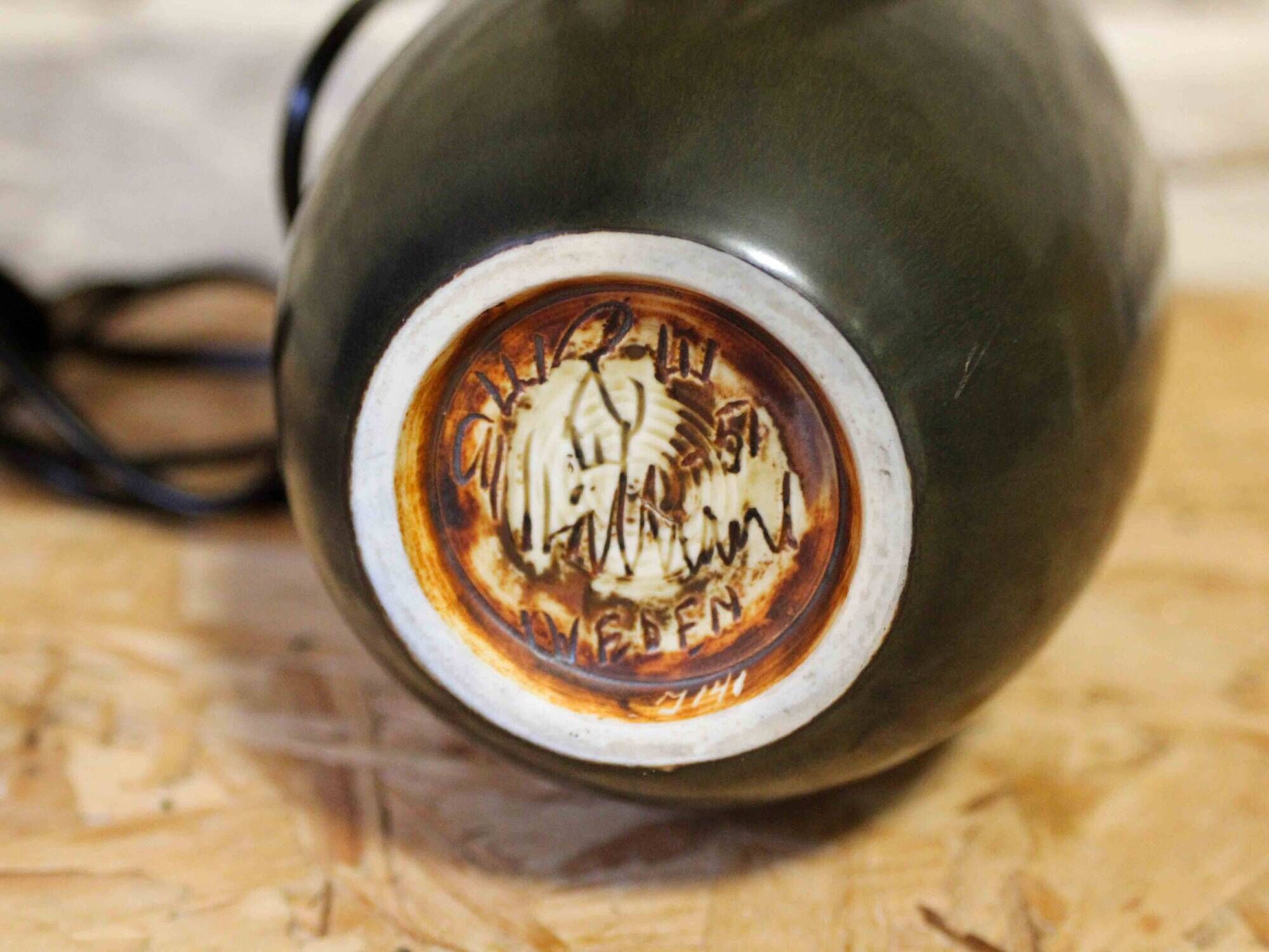Glazed ceramic lamp base by Carl-Harry Stålhane for Rörstrand.