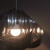 Curved stainless steel hanging lamp, Space Age, 1970