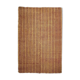 Vintage Romanian carpet brown design on yellow background 217x146cm