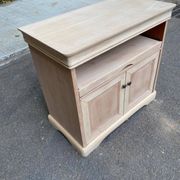 Louis Philippe buffet with 2 doors, stripped raw wood TV unit.
