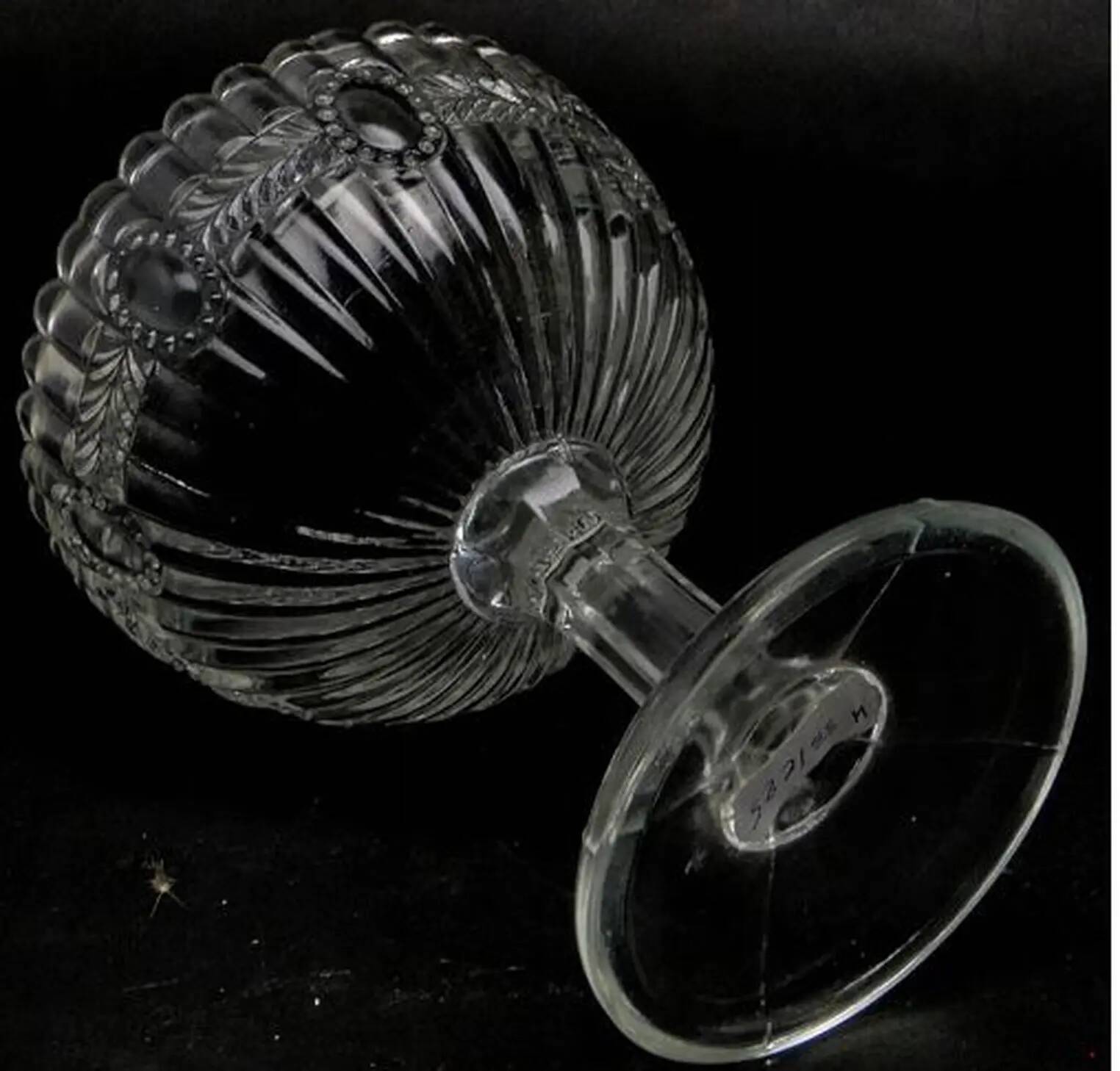 Basket-shaped pressed glass sugar bowl, Ząbkowice, Poland, 1970s