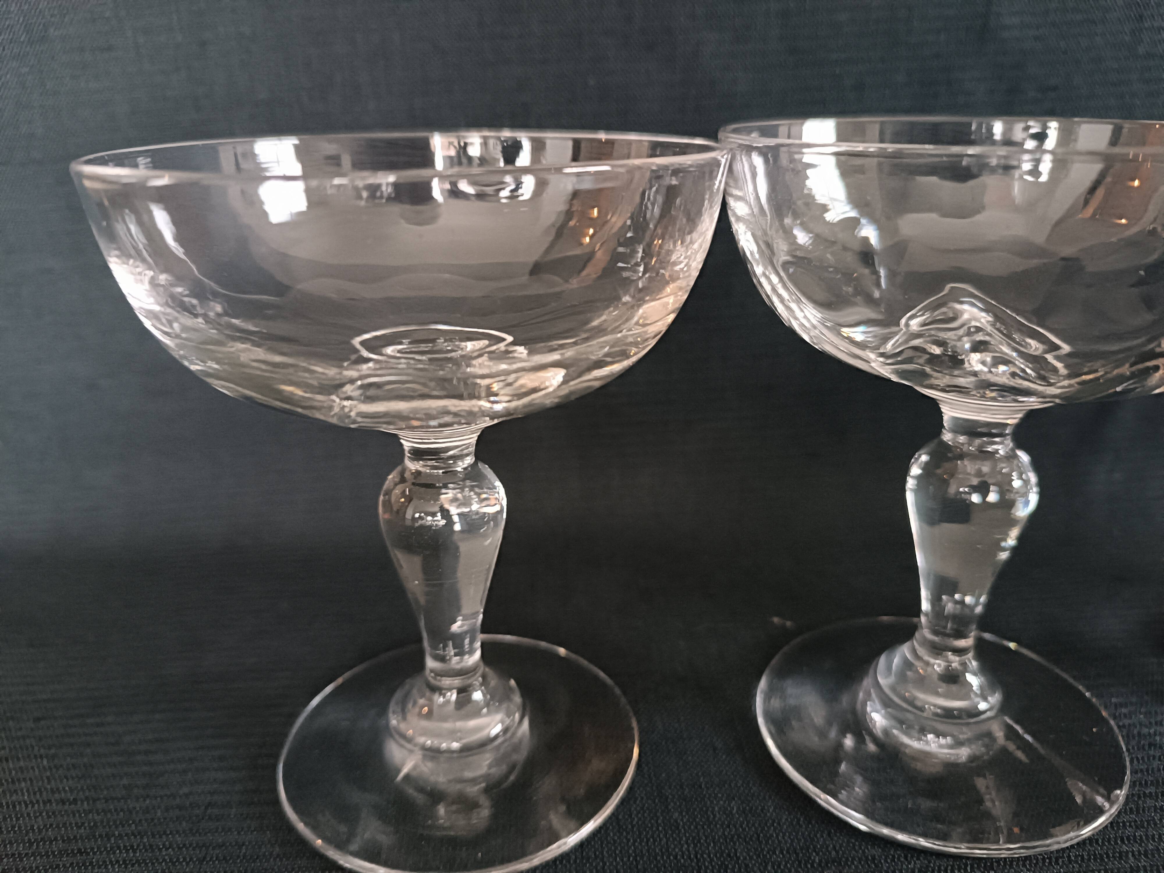 14 Champagne glasses in 19th century blown glass