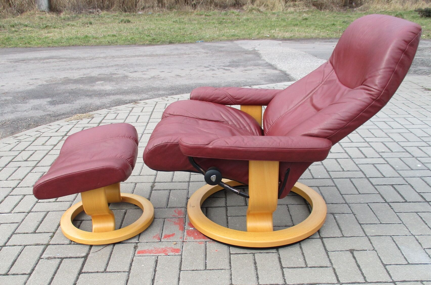 Armchair with Footstool, Stressless, Switzerland, 1970s