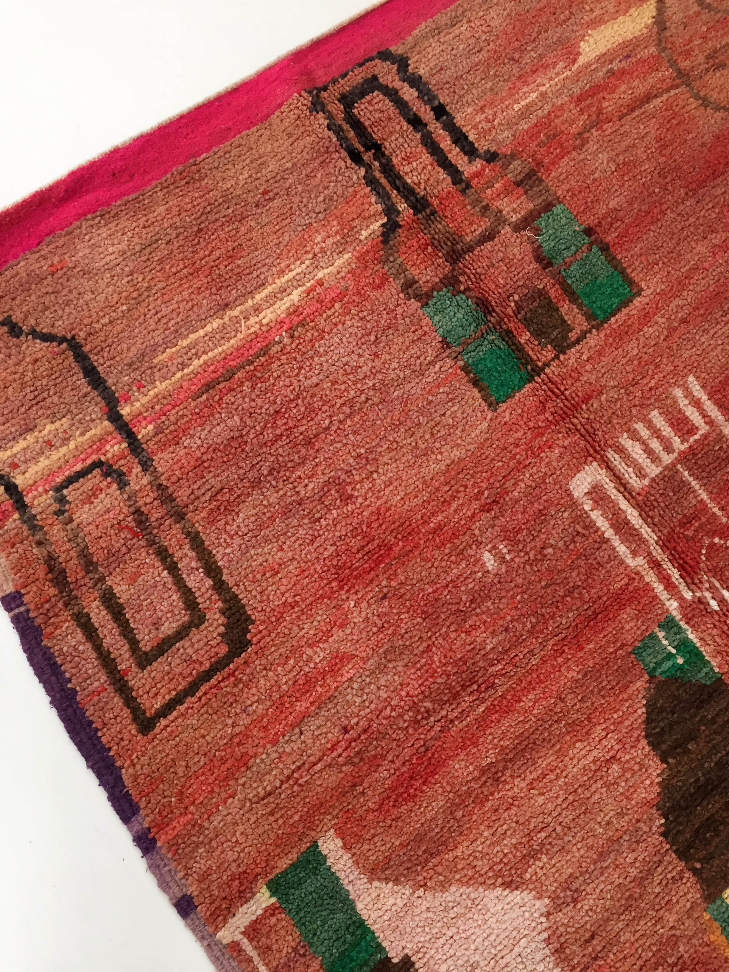 Moroccan Berber carpet red boujaad with colorful patterns 260x170cm