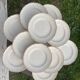 12 white old flat plates with brown fillet