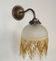 French vintage bronze effect single wall light with opaque beaded glass shade.