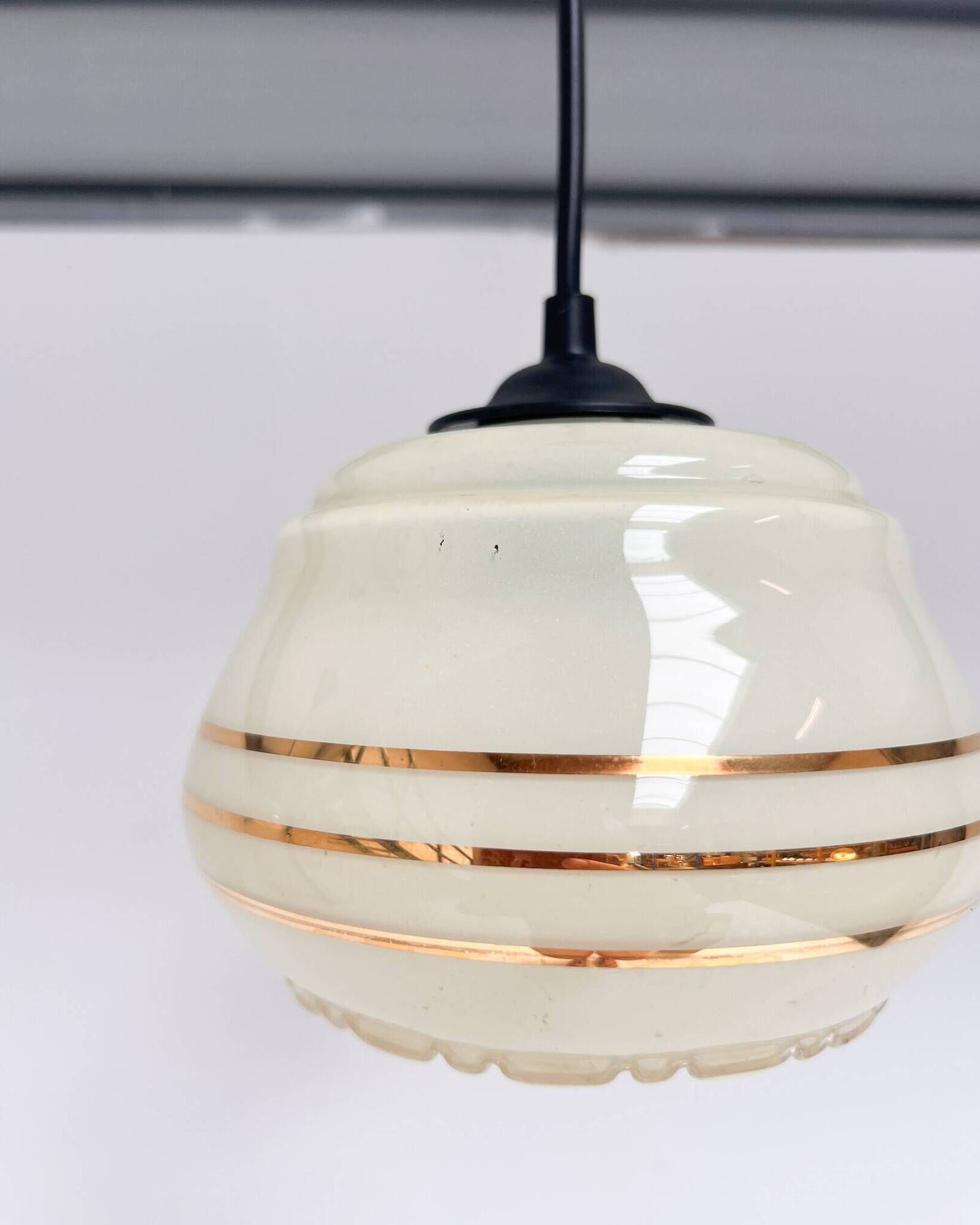 Set of 2 vintage beige round ceiling lamps, 1960s
