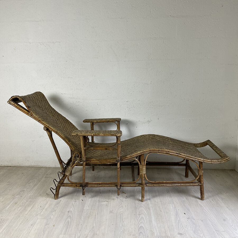 60 vintage wicker long chair