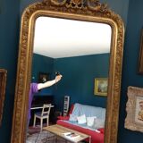 Miroir XIXème en stuc doré H 142 cm