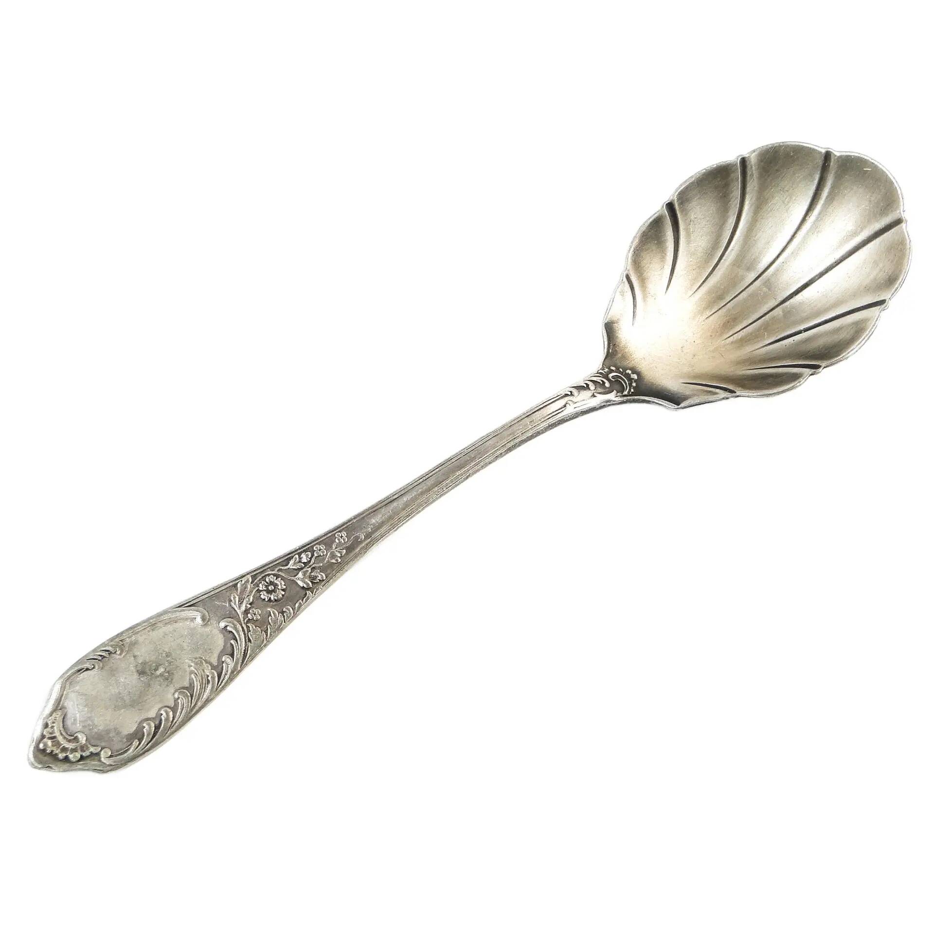Art Deco sugar spoon, silver-plated brass, Poland, 1930s