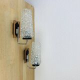 Pair of 1950s wall lights with etched glass tulips.